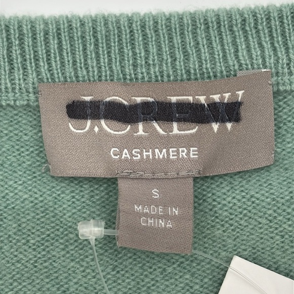 J. Crew Cashmere relaxed cropped V-neck sweater mint Seagram green S NWT BX459 - Picture 4 of 13